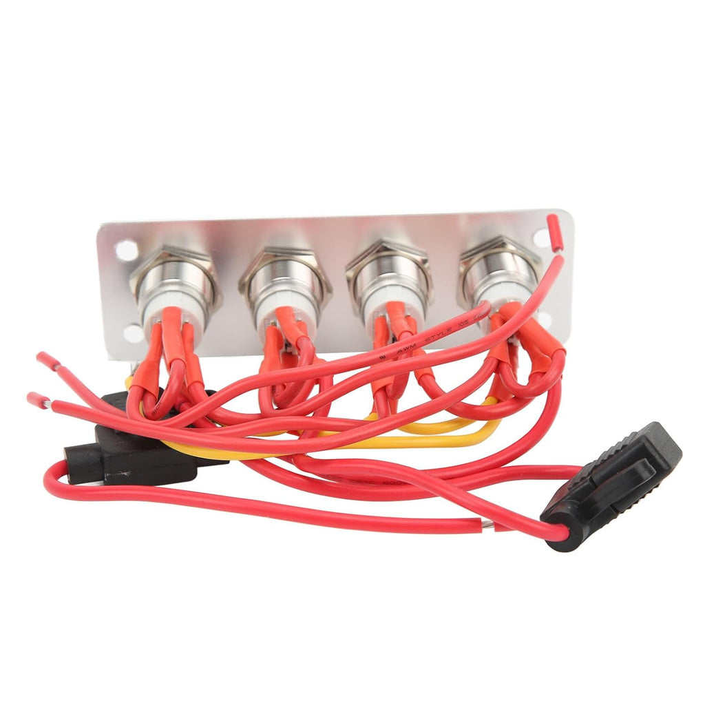 4 Gang Stainless Steel Switch Panel with Blue Ring Light