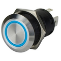 Stainless Steel 20AMP Push Switch with Blue LED Light Ring